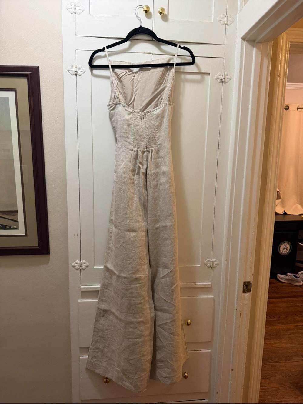 Reformation Sleeveless Wide-Leg Linen Jumpsuit in Light Beige - Picture 5 of 6